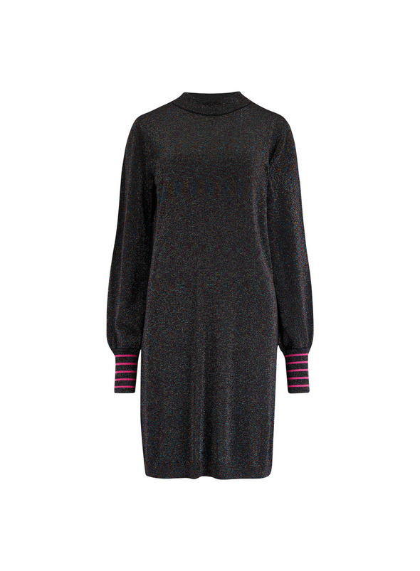 Julieta Knit Dress in Black Rainbow Sparkle from Sugarhill