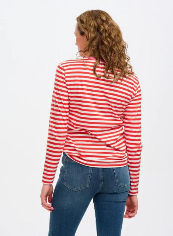 Brunswick Jersey Top in Red/Off White Pink Highlight from Sugarhill