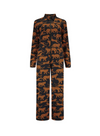 Gertie Cropped Jumpsuit in Black/Tan Large Leopards from Sugarhill
