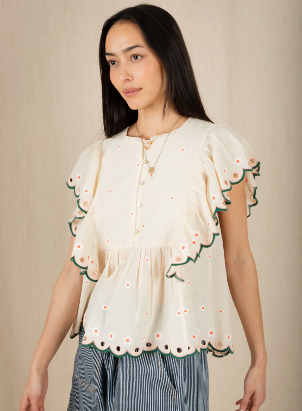 Bonté Darcy Top in Ecru Multi