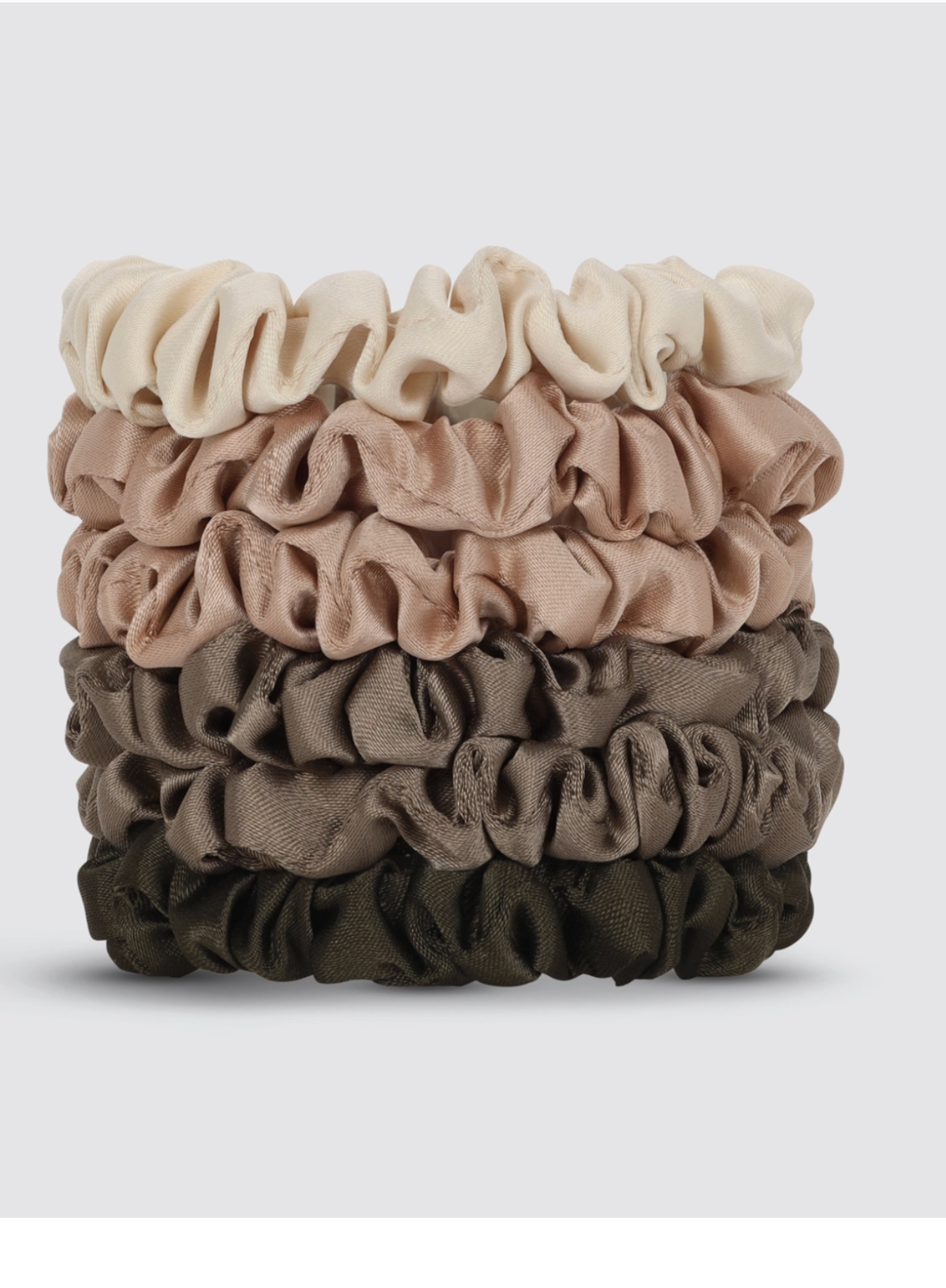 Kitsch Ultra Petite Satin Scrunchies 6pc set in Eucalyptus