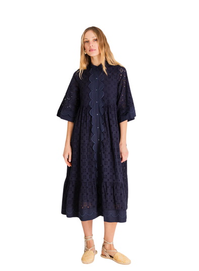 Koko Broderie Dress in Navy from Bonté