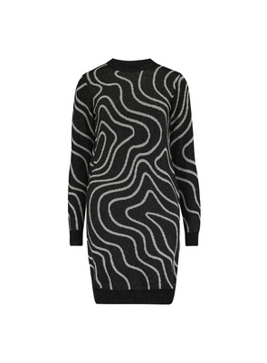 Kristen Mini Knit Dress in Gunmetal & Silver Swirls from Sugarhill