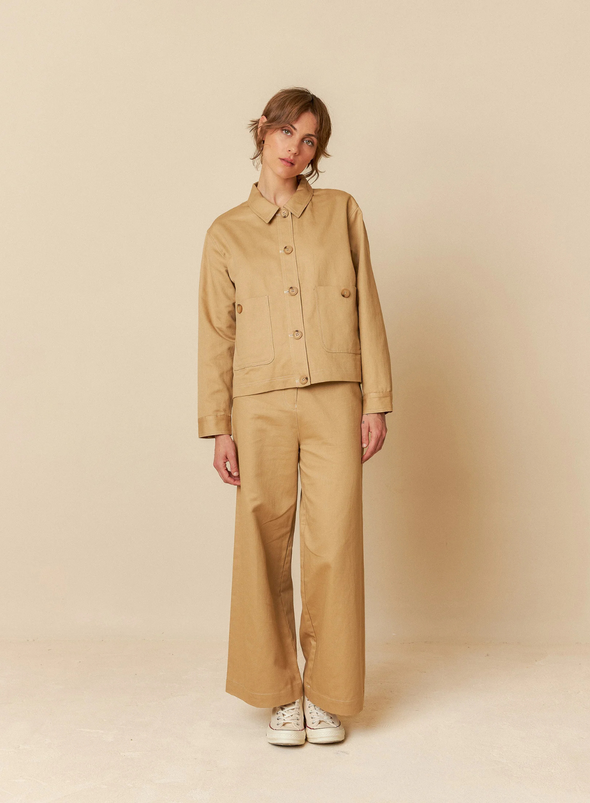 Structured Twill Jacket in Beige from Indi & Cold