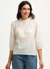 Everleigh Shirred Blouse in Off-White Rainbow Shirring from Sugarhill