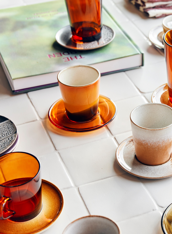 70's Glassware Coffee Cup in Amber Brown from HK Living