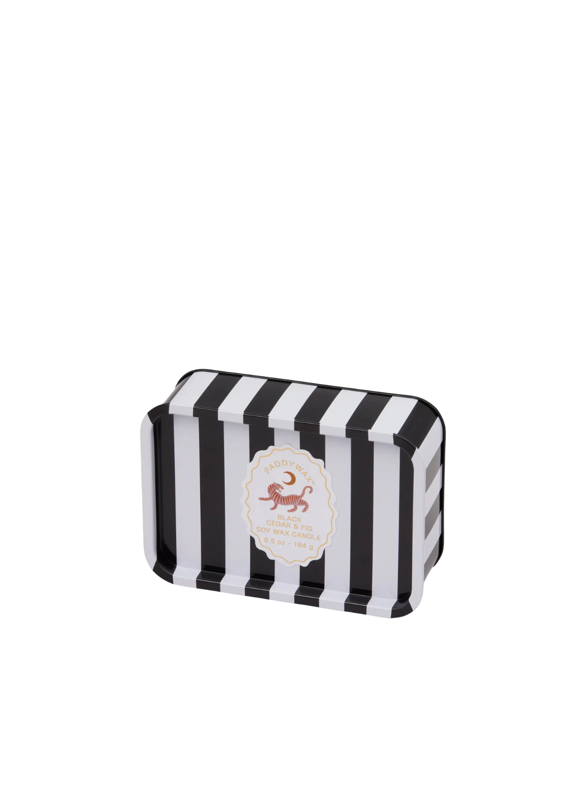 A Dopo 6.5oz Tiger Printed Tin Candle - Black Cedar & Fig from Paddywax