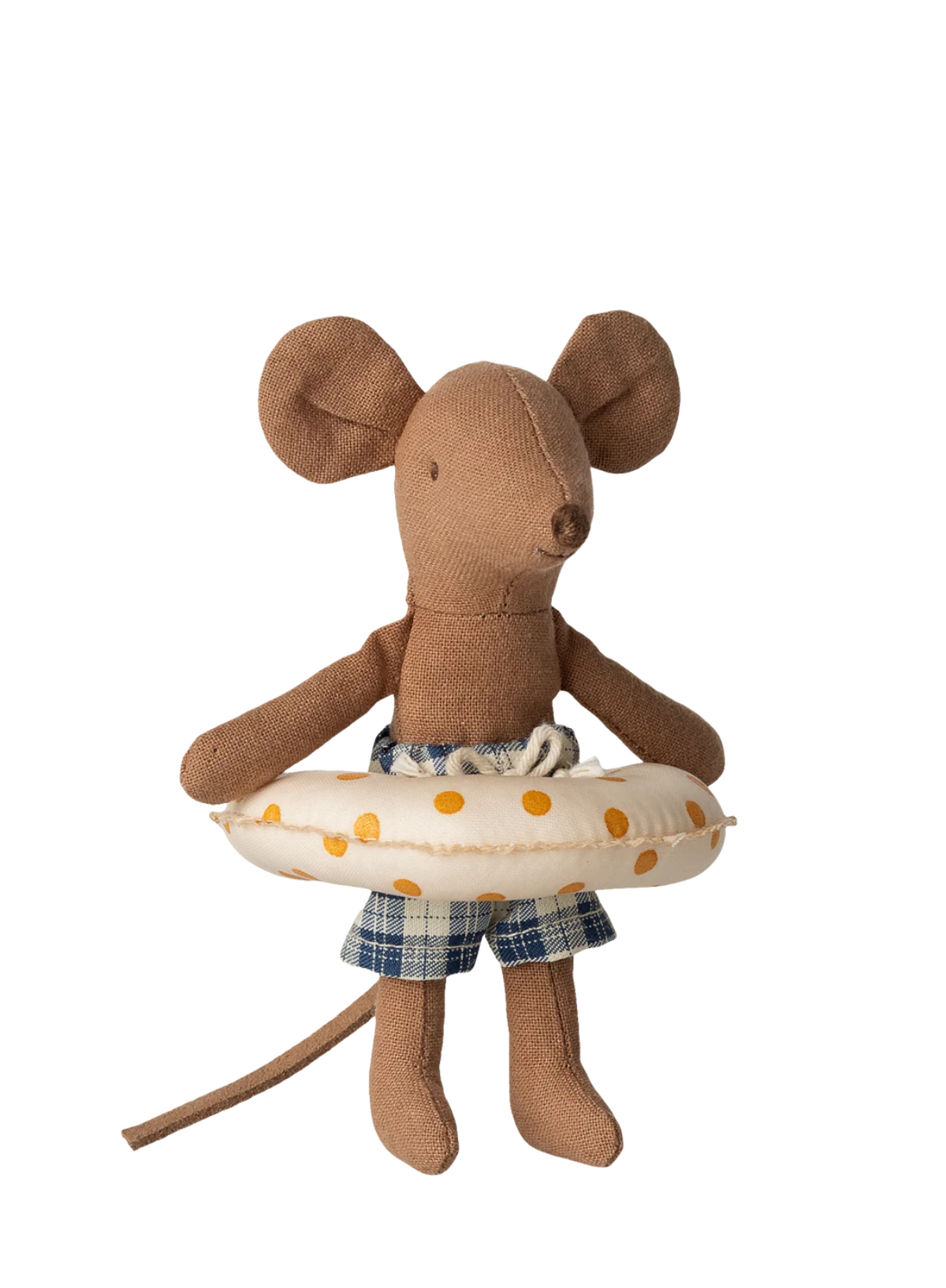 Maileg Beach Mouse with Float Little Brother in Yellow Dots