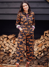 Gertie Cropped Jumpsuit in Black/Tan Large Leopards from Sugarhill