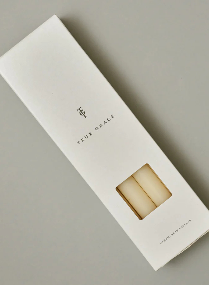 Paraffin Wax Dinner Candle in Ivory from True Grace