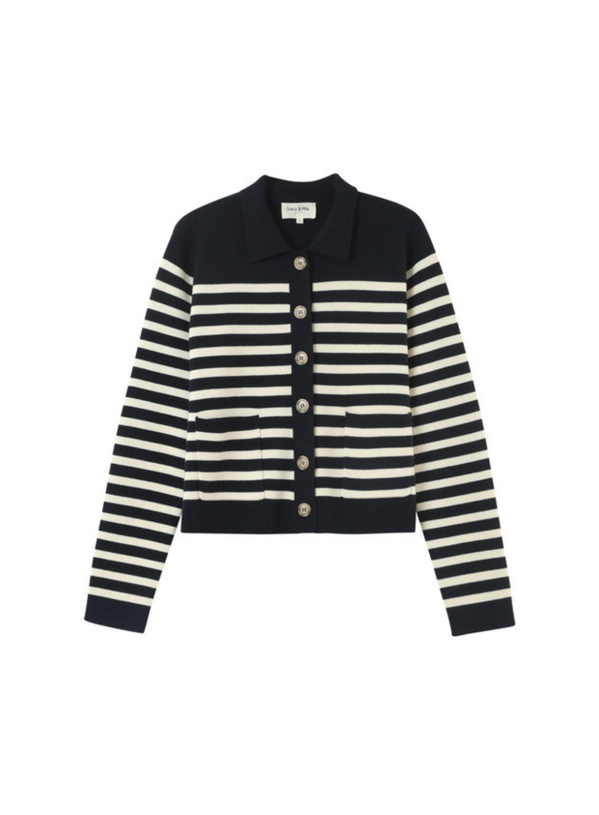 Pam Cardigan in Marine Stripe from Grace & Mila