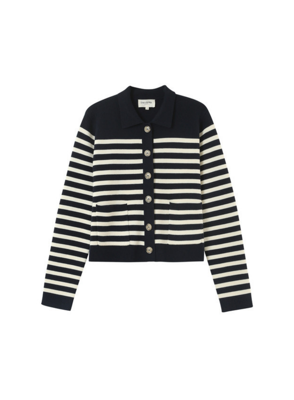 Pam Cardigan in Marine Stripe from Grace & Mila