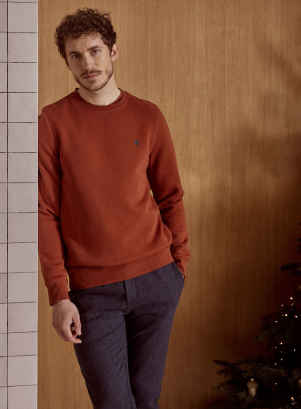 Donzy Cotton Sweatshirt in Brick Red from Faguo
