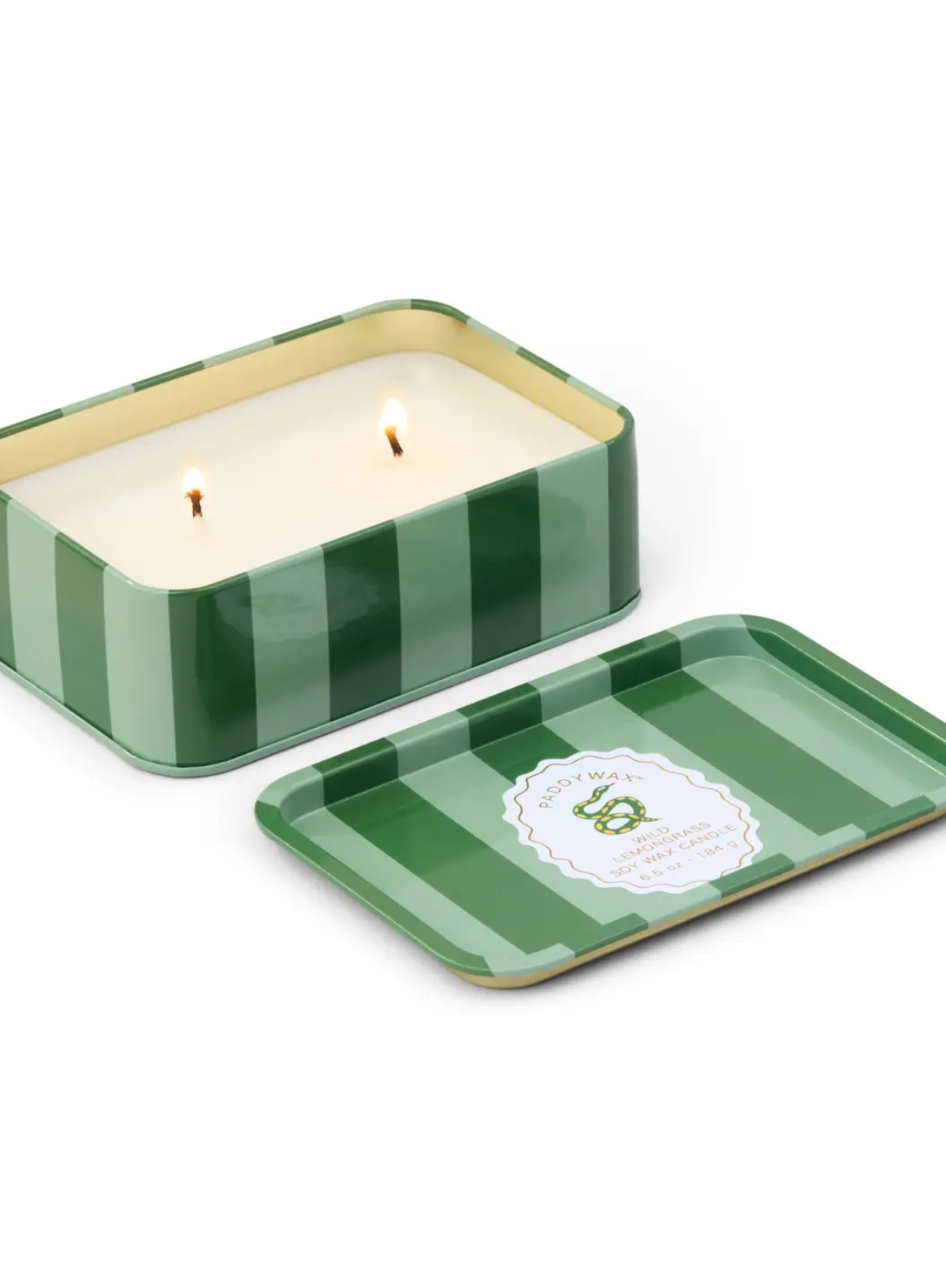 A Dopo 6.5oz Snake Printed Tin Candle - Wild Lemongrass from Paddywax