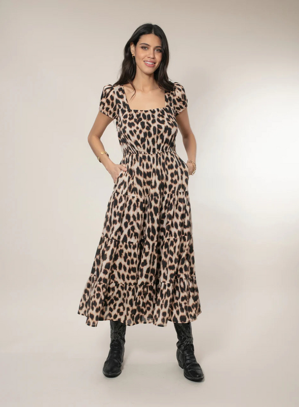 Martha Tiered Dress in Leopard from Nooki