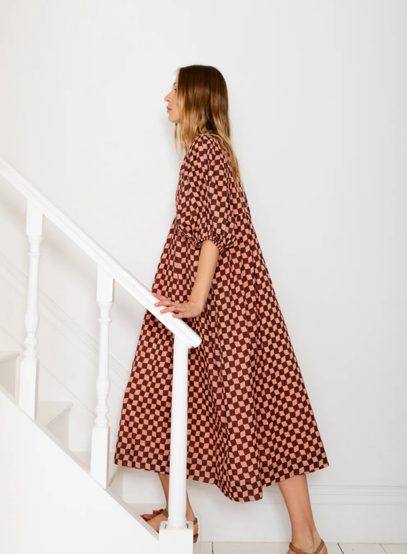 Briony Dress in Brown/Pink from Bonté
