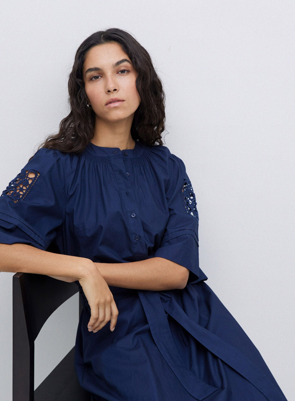 Hanoi Midi Dress in Navy from Yerse