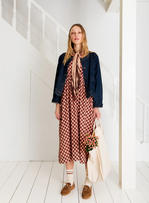 Briony Dress in Brown/Pink from Bonté
