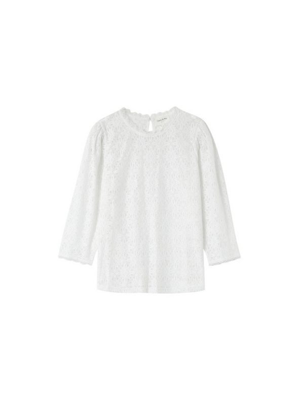 Navy Lace Top in Ecru from Grace & Mila