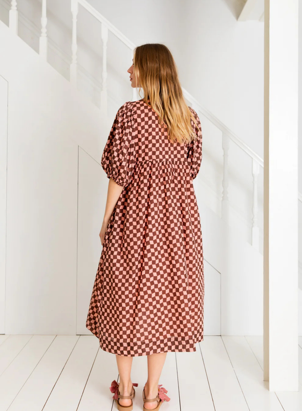 Briony Dress in Brown/Pink from Bonté