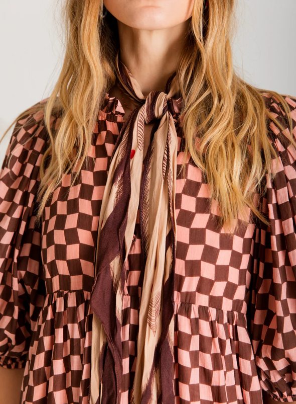 Briony Dress in Brown/Pink from Bonté