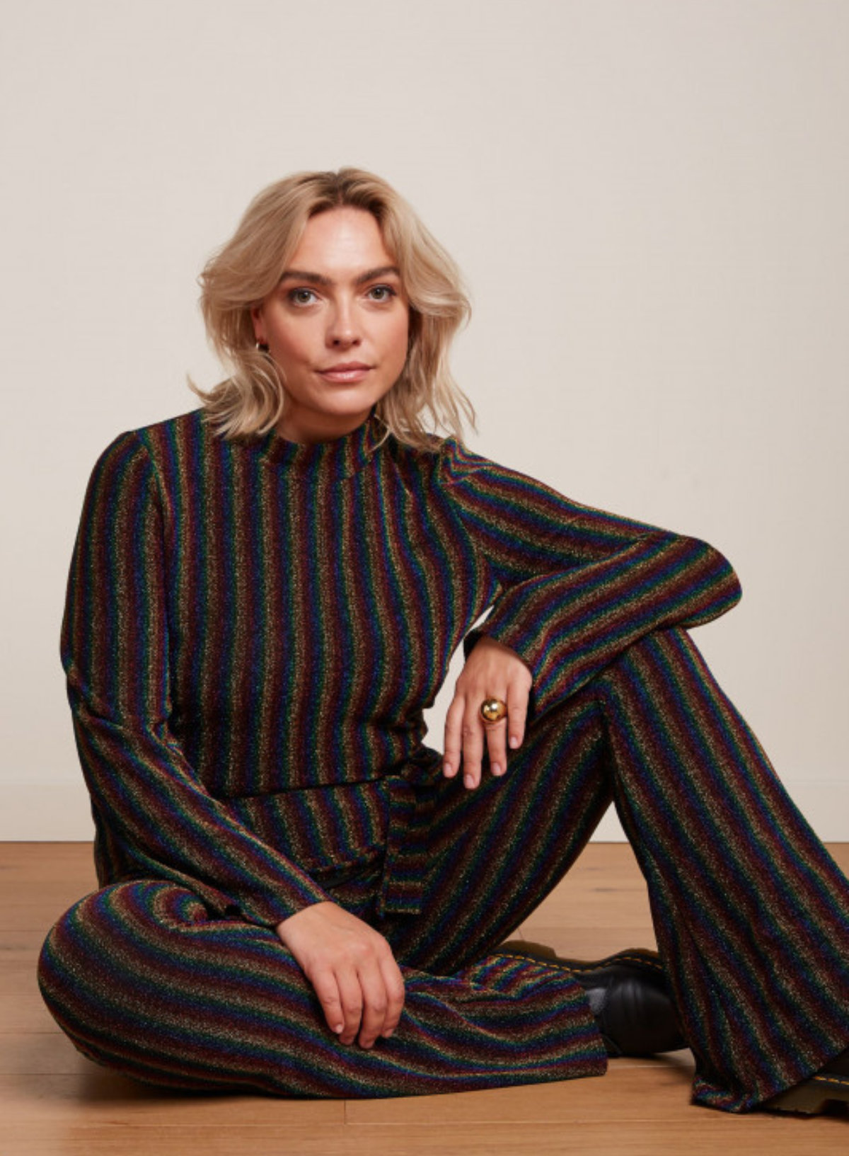 Border Flared Pants Alma Lurex in Multi Colour from King Louie