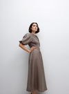 Procida Puff Sleeve Dress in Khaki from Yerse