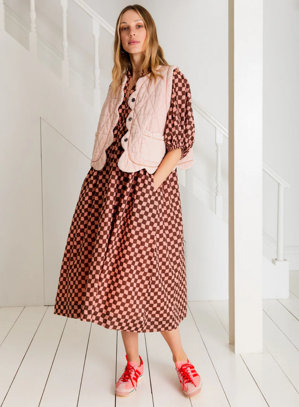 Briony Dress in Brown/Pink from Bonté