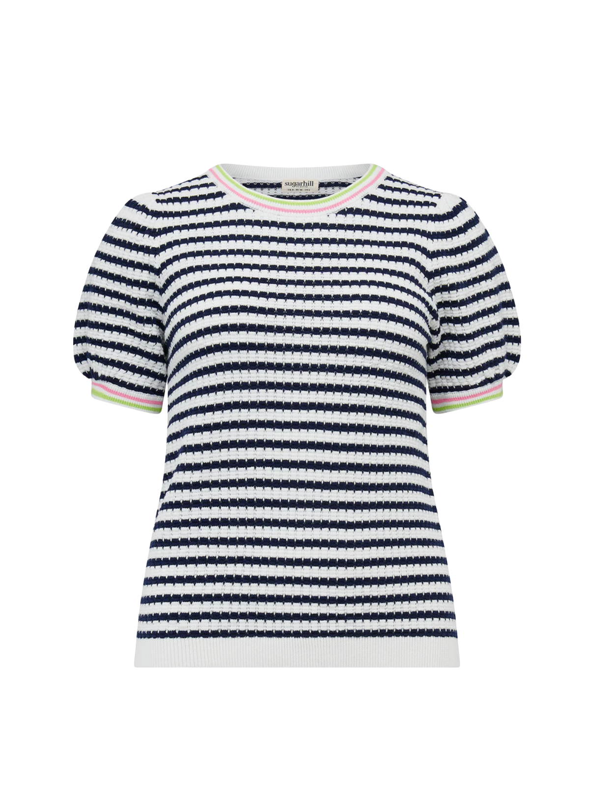 Sugarhill Coraline Knit Top in Off White/Navy, Nautical Stripe