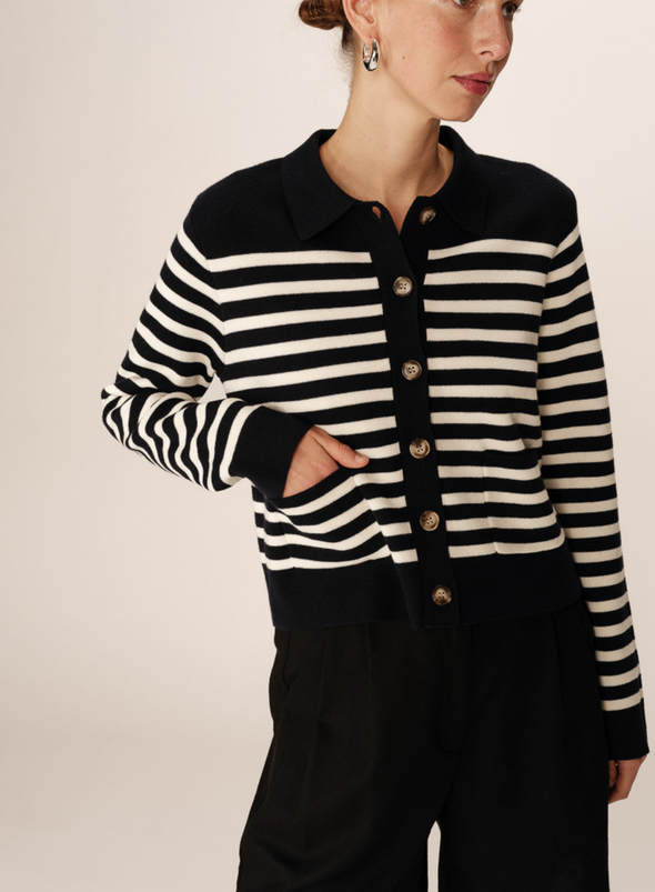 Pam Cardigan in Marine Stripe from Grace & Mila