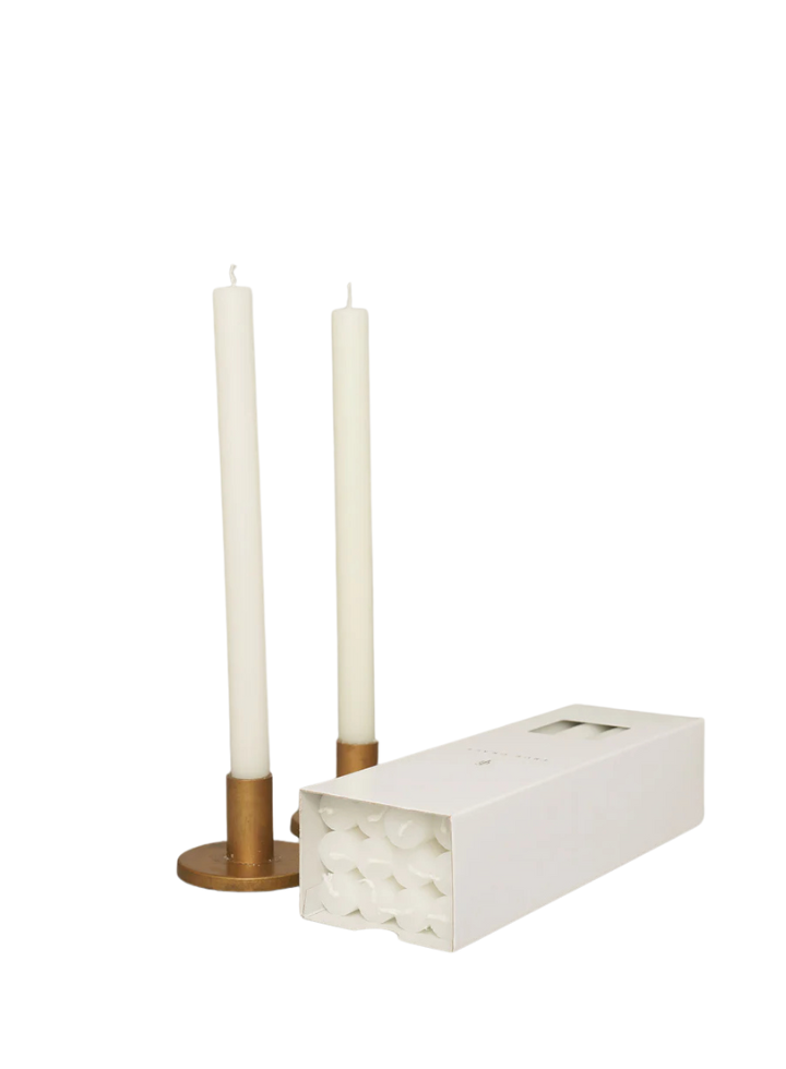 Paraffin Wax Dinner Candle in White from True Grace