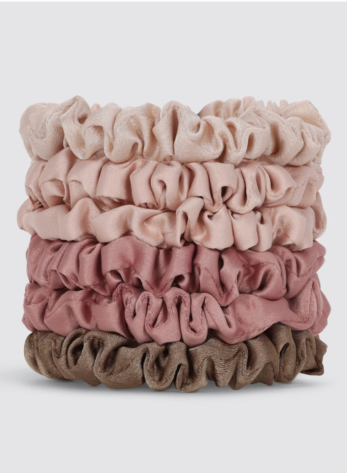 Kitsch Ultra Petite Satin Scrunchies 6pc set in Terracotta