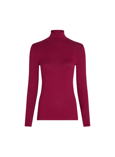 Rollneck Top Uni Rib in Beaujolais Red from King Louie
