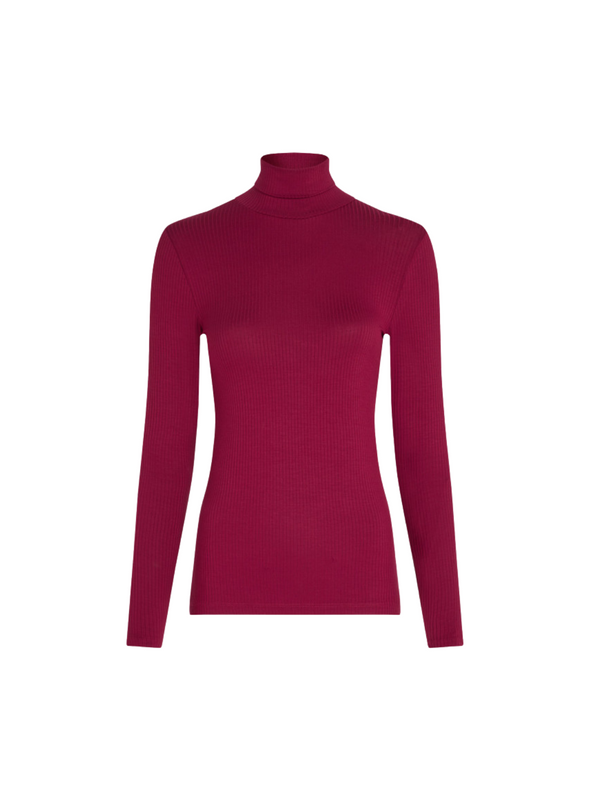 Rollneck Top Uni Rib in Beaujolais Red from King Louie
