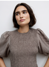 Procida Puff Sleeve Dress in Khaki from Yerse