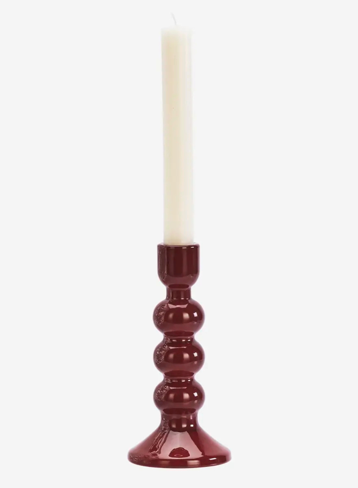 Large Maroon Glass Candle Holder from Madam Stoltz
