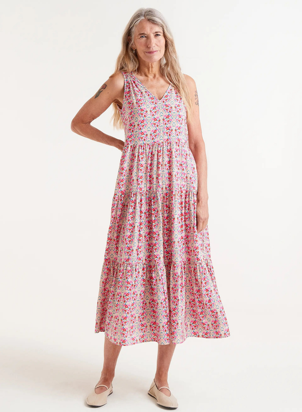 Midi Dress in Pink Flowers from Compañia Fantastica