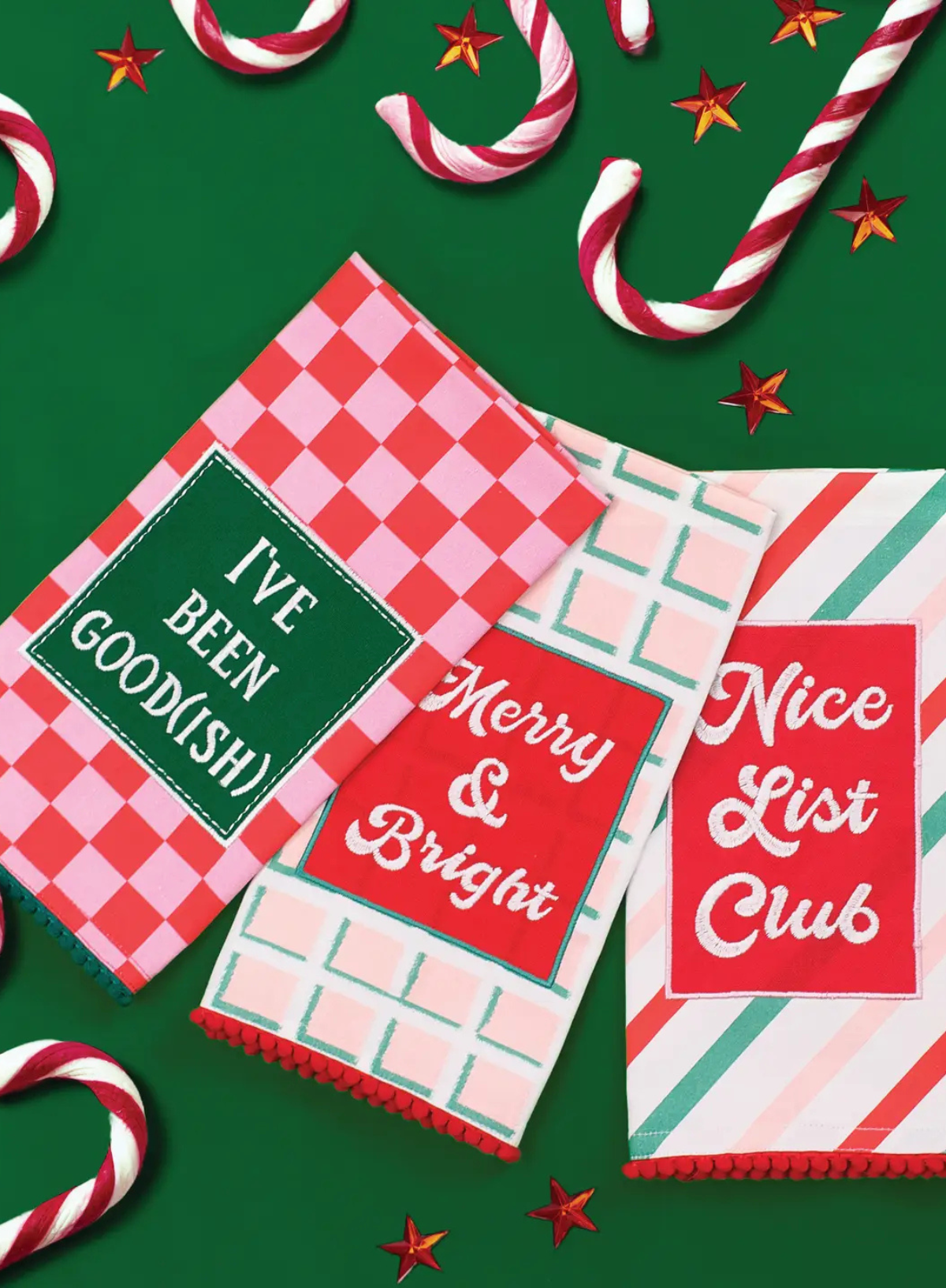 Merry And Bright w/Pom Pom Kitchen Towel from Peking Handicraft