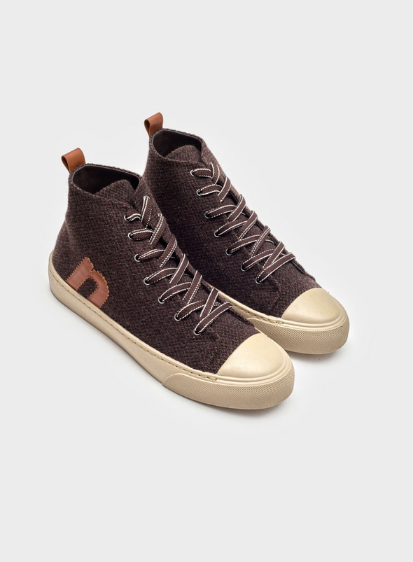 Wool Height Sneaker with 'n' in 321 Brown from Nice Things