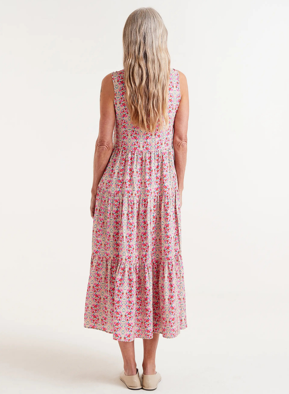 Midi Dress in Pink Flowers from Compañia Fantastica