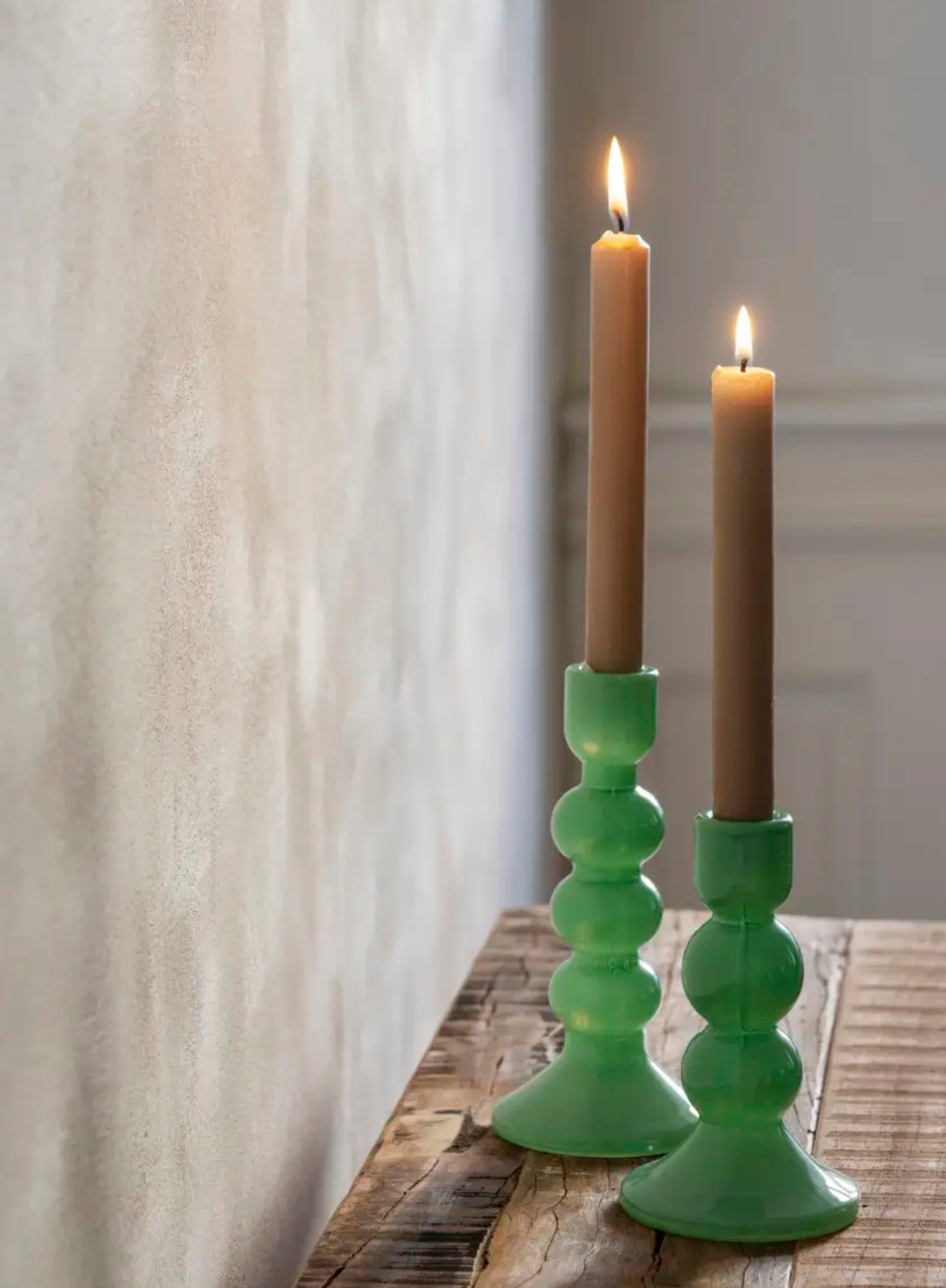 Large Green Glass Candle Holder from Madam Stoltz