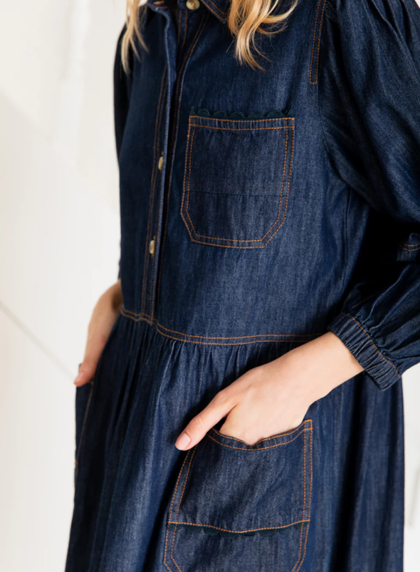 Adriane Dress in Dark Denim from Bonté