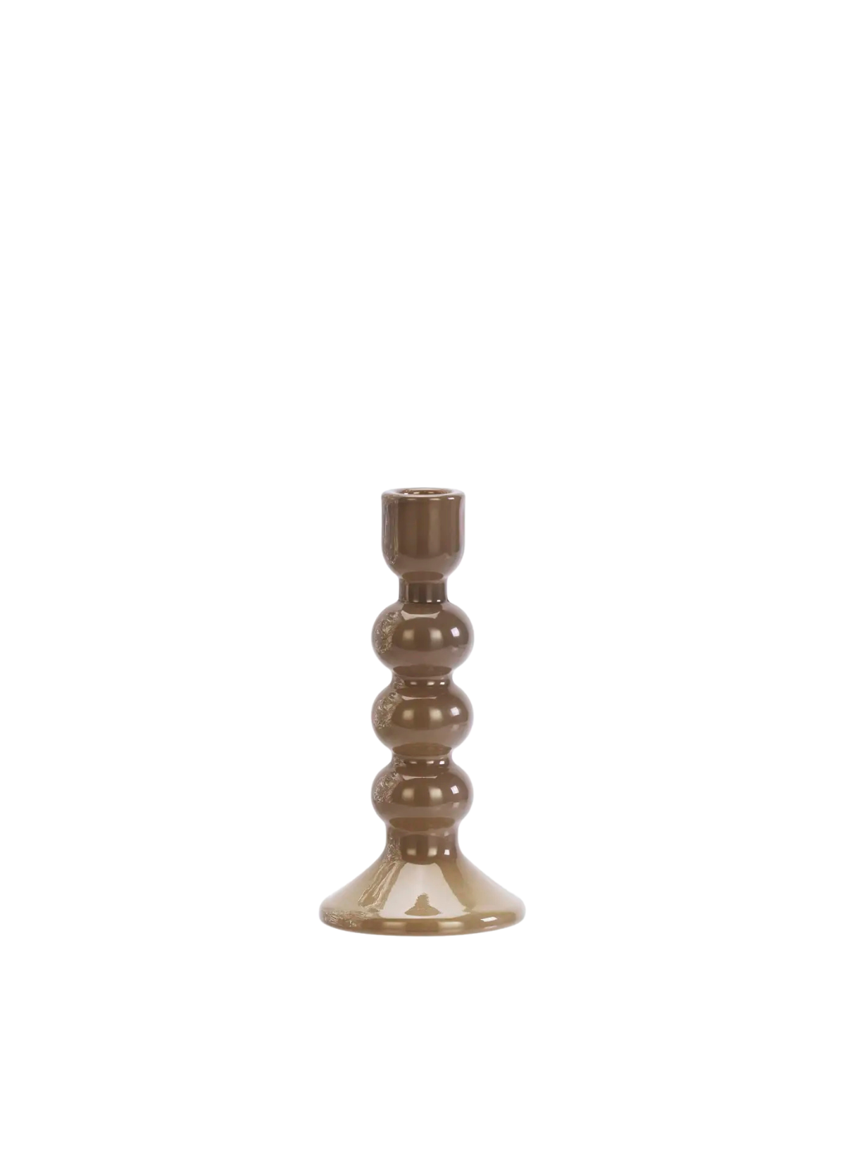 Large Taupe Glass Candle Holder from Madam Stoltz