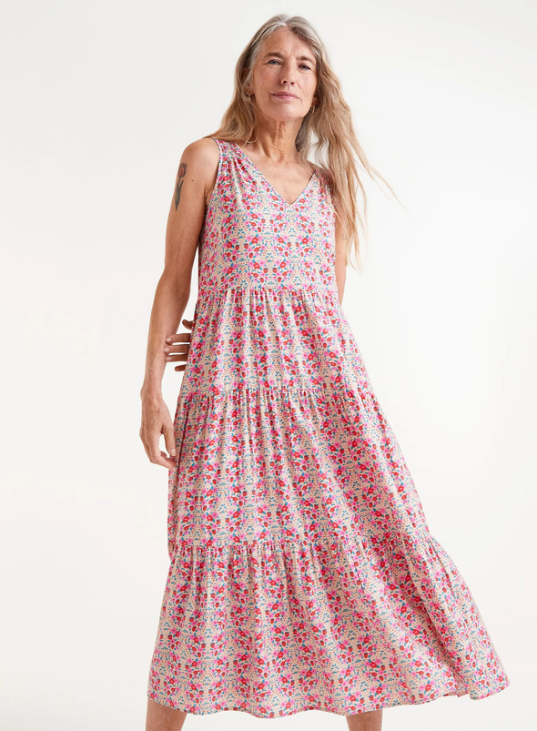 Midi Dress in Pink Flowers from Compañia Fantastica