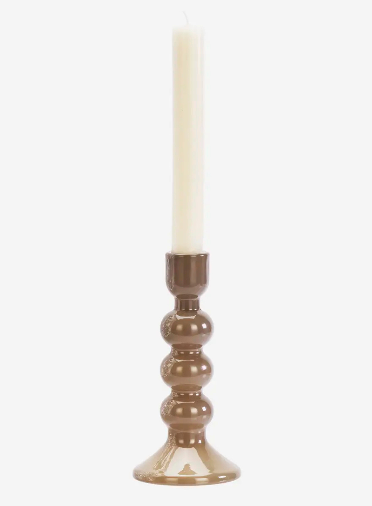 Large Taupe Glass Candle Holder from Madam Stoltz