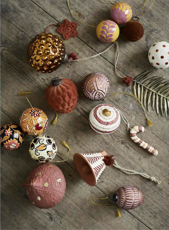 Old Rose Hand Painted Paper Mache Baubles from Madam Stoltz