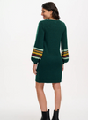 Talasi Knit Dress in Dark Green Sleeve Stripes from Sugarhill