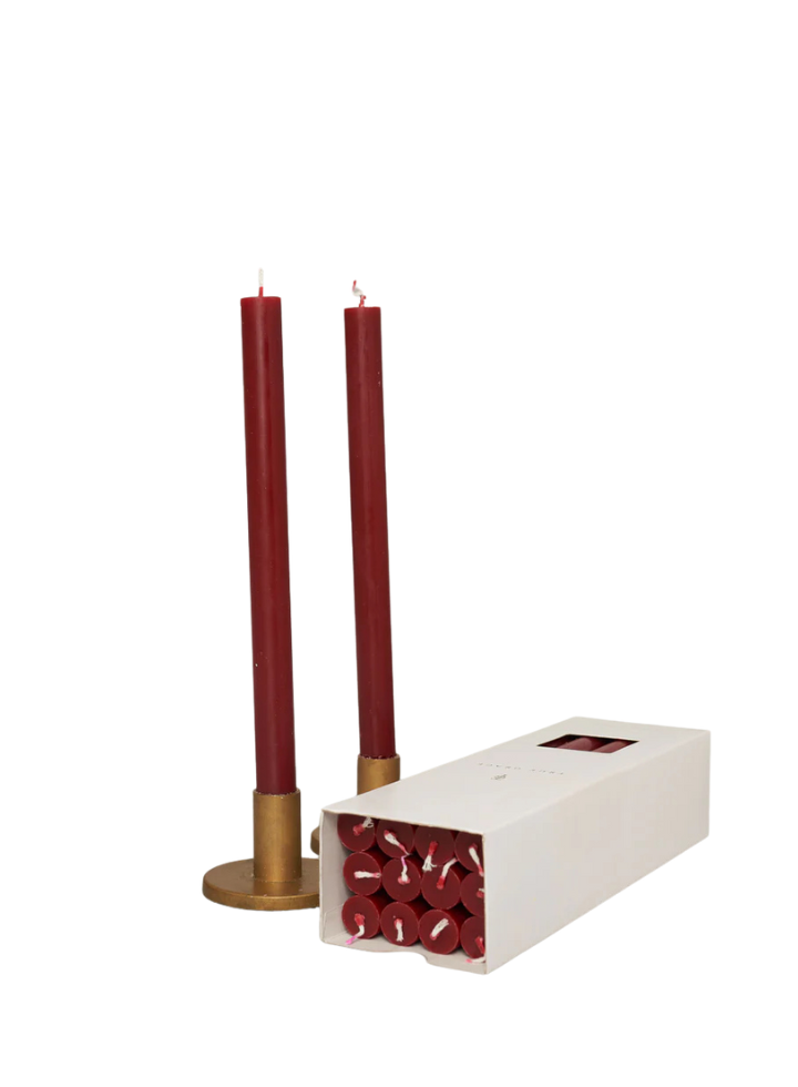 Paraffin Wax Dinner Candle in Berry Red from True Grace