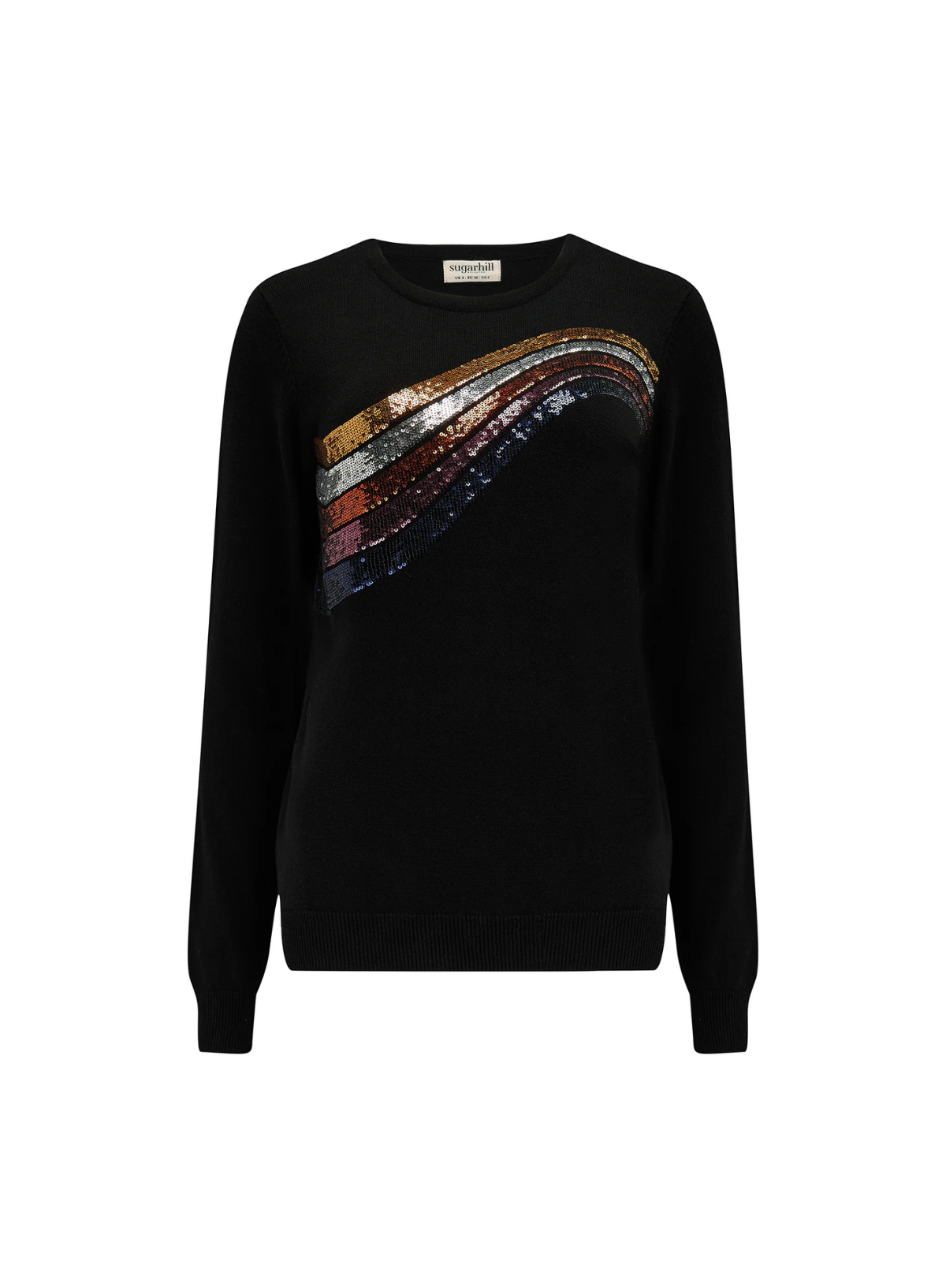 Cece Jumper in Black Sequin Wave from Sugarhill