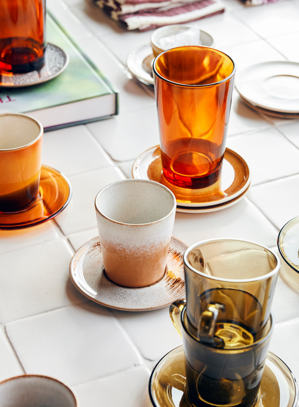 70's Glassware Tea Glass in Amber Brown from HK Living